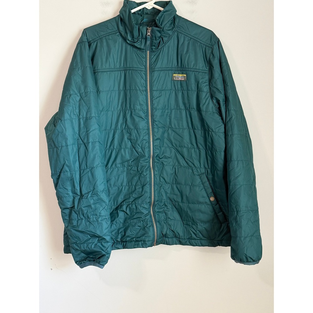 L.L.Bean PrimaLoft Packaway Jacket Mens XL Green Quilted Full Zip